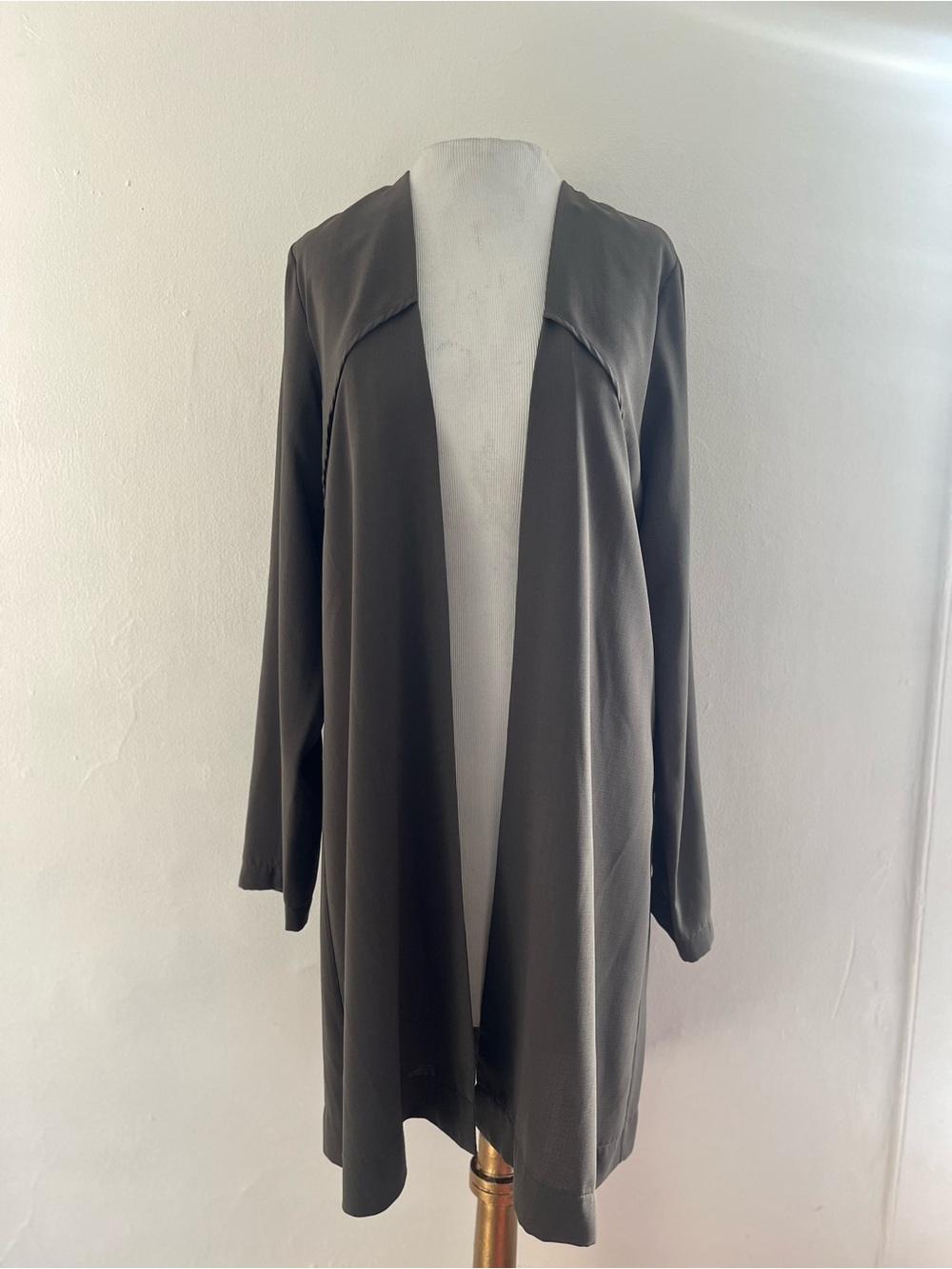 Valette Open-Front Longline Trench Coat in Charcoal